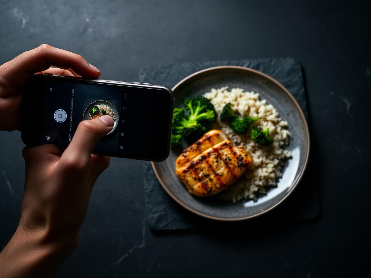 Photographing a plated meal for AI nutrition analysis